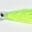 A fishing lure with a shiny head and bright green skirt.