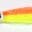 Brightly colored fishing lure in orange and yellow.