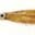 Close-up of a fishing lure with golden strands and a realistic eye.