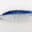 A fishing lure with black, blue, and silver strands.
